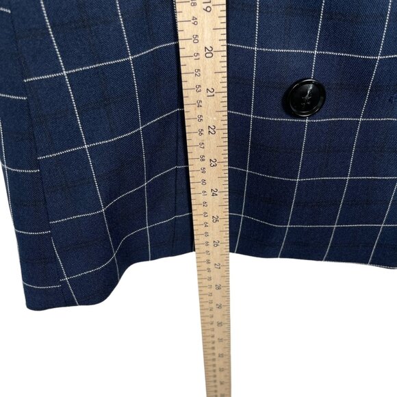 Anthropologie Hutch Longline Vest XXS Blueberry Windowpane Sleeveless Double - Picture 13 of 14